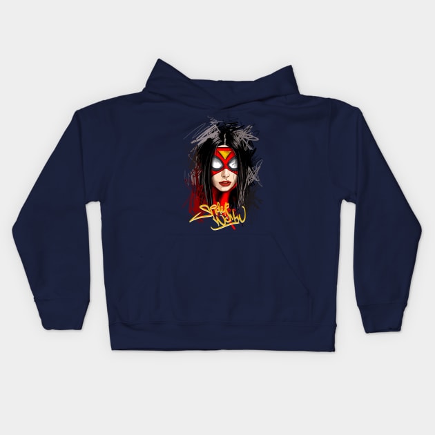 Spider-Woman (Jessica Drew) Kids Hoodie by Visionarts